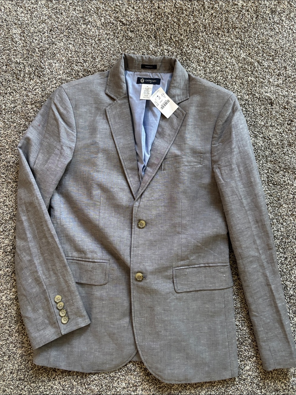 Crewcuts Thompson boys Gray Linen-Blend Two-Button Blazer size 16